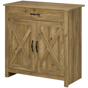 HOMCOM Credenza Cucina Country con Armadietto a 2 Ante e Cassetto, 80x39.7x80cm, Color Legno | Aosom Italy