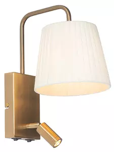 Lampada da parete moderna bianca e bronzo con lampada da lettura - Renier