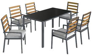 Outsunny Set da Pranzo da Giardino 7 Pezzi, Tavolo e Sedie per 6 Persone, Nero | Aosom Italy