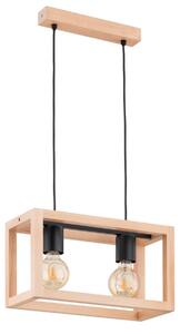 Lampada a sospensione PAKO in legno chiaro e nero, 2xE27x15W, legno, dimensioni: 75x38x16 cm, IP20, Alfa