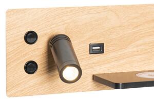 Set di 2 applique nere legno LED USB caricatore induzione - RIZA