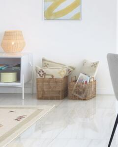 Fodera cuscino Bibiana in lana e cotone beige con stampa marrone e terracotta 30 x 50 cm