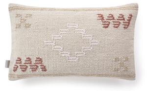 Fodera cuscino Bibiana in lana e cotone beige con stampa marrone e terracotta 30 x 50 cm
