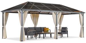 Gazebo da giardino Milos 3x6m con tende crema Garden Point