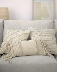 Fodera cuscino Akane di cotone e lana beige 45 x 45 cm