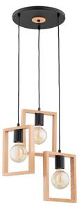 Lampada a sospensione REZON nera-legno chiaro 3xE27x15W, legno, dimensioni: 95x45x45 cm, IP20, Alfa