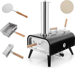 KOMFOTTEU Forno per pizza da esterno, forno a legna portatile con pietra per pizza, pala per pizza e termometro, forno per pizza in acciaio inossidabile