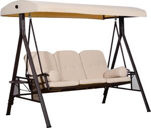 VivaGarden Dondolo da Giardino 3 Posti con Tettuccio Parasole e Portabicchieri in Metallo/Poliestere Dimensioni 207x120.5x174 cm colore Beige