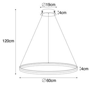 Lampada a sospensione di design bronzo 60 cm con LED dimmerabile a 3 fasi - Anello