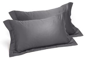 Coppia Federe In Raso Di Cotone Raso Standard Dreaming Tinta Unita Grigio Caleffi