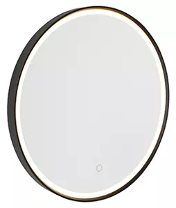 Specchio da bagno nero 50 cm con LED dimmerabile a 3 livelli con touch rotondo - Miral