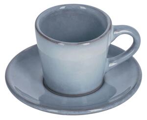 Tazzina da caffè Airena con piattino in ceramica azzurra