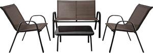 KOMFOTTEU set da balcone 4 pezzi, set di mobili da giardino per 4 persone, set da giardino con 2 sedie & 1 panca & 1 tavolino, set di mobili da patio set di sedute per balcone, cortile (marrone)