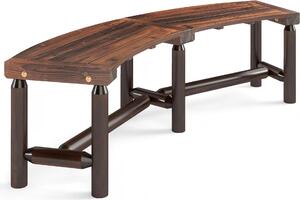 Panca da giardino ad arco KOMFOTTEU, panca in legno di abete resistente alle intemperie, panca da parco senza schienale fino a 360 kg, panca in legno per terrazza, balcone, cortile (marrone)