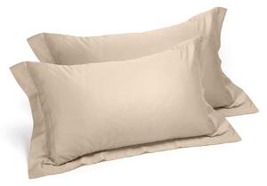 Coppia Federe In Raso Di Cotone Raso Standard Dreaming Tinta Unita Sabbia Caleffi