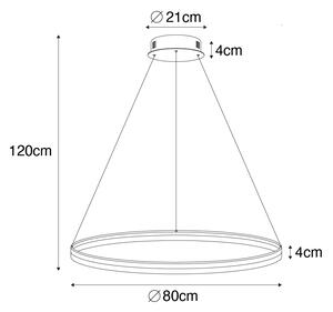 Lampada a sospensione di design bianca 80 cm con LED dimmerabile a 3 fasi - Anello