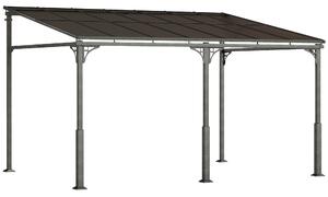 Pergola Addossata 4x3 m con Tetto in Policarbonato Metallo e Alluminio con Viti Marrone