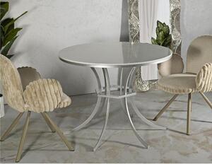 Tavolo da Pranzo ISTANBUL, struttura elegante in metallo silver Piano in Marmo dimensioni � 100X65 cm silver e Bianco