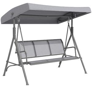 Outsunny Dondolo Giardino 3 Posti con Tettuccio Regolabile in Acciaio e Tessuto Poliestere, Dondolo da Esterno, 175x118x159cm, Grigio | Aosom Italy