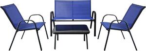 KOMFOTTEU set da balcone 4 pezzi, set di mobili da giardino per 4 persone, set da giardino con 2 sedie & 1 panca & 1 tavolino, set di mobili da patio set di sedute per balcone, cortile (blu)