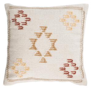 Fodera cuscino Bibiana in lana e cotone beige con stampa in terracotta e giallo 45 x 45 cm