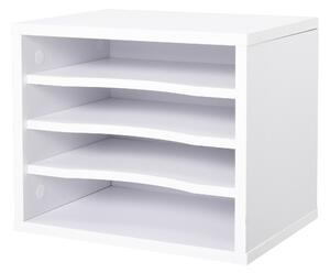 Vinsetto Organizer da Scrivania in Legno a 4 livelli, 35.5x25x28.6cm, Bianco | Aosom Italy