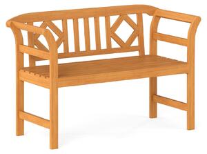 Panchina da giardino KOMFOTTEU in legno di acacia, panchina da esterno con schienale alto e braccioli arrotondati, panchina in legno resistente alle intemperie con portata fino a 360 kg per 2 persone, panchina da giardino, balcone e terrazza