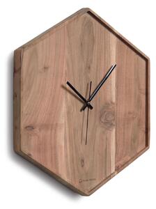 Orologio esagonale da parete Zakie legno massiccio di acacia finitura naturale 35,5x40,5cm