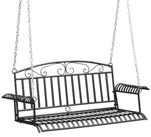 Outsunny Banc Suspendu 2 Places altalena da Giardino in metallo dim. 137L x 58l x 52H cm Nero
