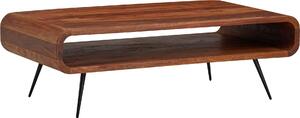 Tavolino 90x55x30 cm in legno massiccio di sheesham / tavolino angolare in metallo | Wohnling
