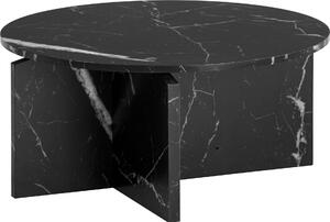 WOHNLING Tavolino da caffè 70x70x33 cm Nero Tavolino da divano in marmo Design moderno Tavolino da salotto Rotondo Tavolino da caffè grande Tavolino laterale