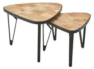Set di 2 tavolini triangolari in mango/acacia | Wohnling