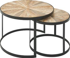 Set di 2 tavolini tondi in legno di mango massiccio | Wohnling