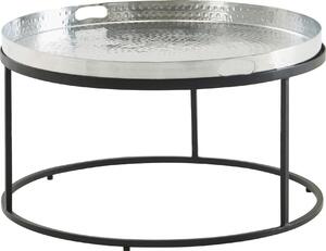 Tavolino in ferro battuto 62x62x36 cm tavolino in alluminio nero argento | Wohnling