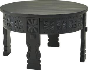Tavolino design 60x36x60 cm tavolino in legno massiccio rotondo nero | Wohnling