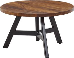Tavolino 60x60x35 cm in legno massiccio di sheesham / metallo tavolino rotondo | Wohnling