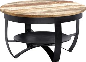 Tavolo 60x34x60 cm mango legno massiccio / metallo industriale nero rotondo | Wohnling