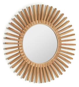 Specchio rotondo Ena in legno massello di teak Ø 79 cm