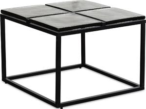 Tavolino in vetro metallo 58x58x43,5 cm tavolino nero, tavolino design soggiorno quadrato, tavolino moderno, tavolino soggiorno | Wohnling