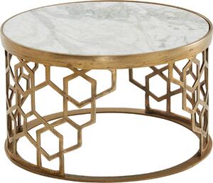 Tavolino in marmo bianco 60x60x36 cm tavolino in metallo oro | Wohnling