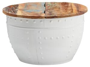 Tavolino mango 60x36x60 cm legno massiccio metallo bianco industriale rotondo | Wohnling