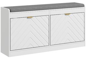 HOMCOM Panca porta scarpe, panca portaoggetti, asse seduta imbottita, cassetto ribaltabile, motif 106 x 24 x 52,5 cm, bianco | Aosom Italy