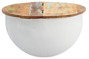 Tavolino mango 60x34x60 cm tavolo in metallo massiccio bianco industriale rotondo | Wohnling