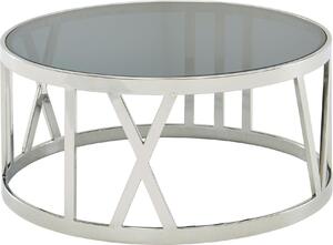Tavolino in vetro metallo 60x60x30 cm tavolino argento | Wohnling
