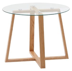 Tavolino 58x58x47 cm in rovere massiccio / vetro rotondo | Wohnling