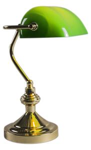 Lampada da tavolo/notaio classica in ottone con vetro verde - Banker