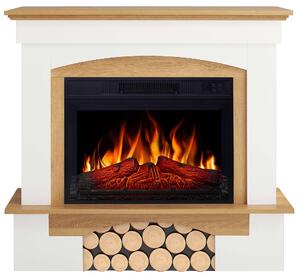 Caminetto elettrico ArtiFlame Woodley AF23S bianco/rovere naturale – Caminetto elettrico da incasso da 1800 W, effetto fiamma realistico a LED, funzione di riscaldamento, telecomando