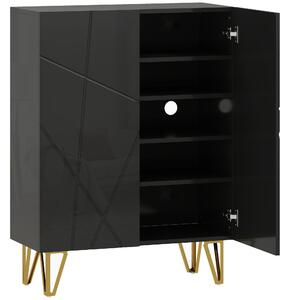 HOMCOM Scarpiera con 2 Ante e 4 Ripiani Regolabili, 72 x 31,5 x 95 cm, Nero | Aosom Italy