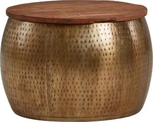 Tavolino in metallo massiccio mango 60x60x40 cm oro rotondo con contenitore | Wohnling