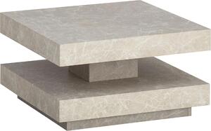 WOHNLING Tavolino da salotto 60x60x34 cm Colore sabbia Tavolino da salotto effetto pietra Tavolino da salotto moderno con spazio contenitivo Tavolino da salotto quadrato Tavolino da caffè beige
